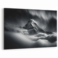 Black and White Art - Dramatic Himalayan Peak Shrouded in Clouds