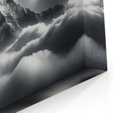 Black and White Art - Dramatic Himalayan Peak Shrouded in Clouds