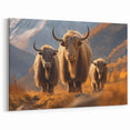 Traditional Nepali Artwork - Majestic Yaks in Golden Autumn Landscape