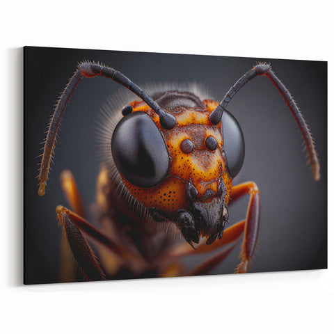 Animal Wall Art - Wasp Close-Up Macro Wildlife Photography Canvas Print