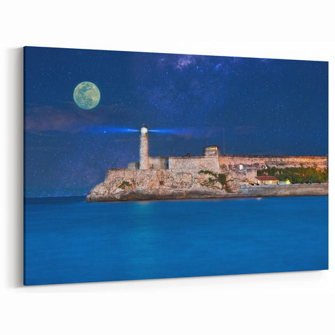 Puerto Rican Scenery - Caribbean Canvas Prints of Moonlit Lighthouse