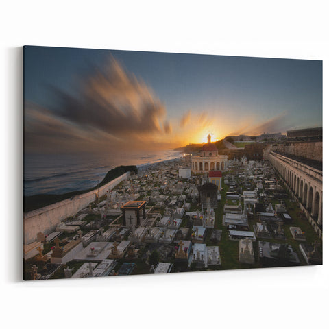 San Juan Wall Decor - Puerto Rico Cemetery at Sunset Caribbean Art