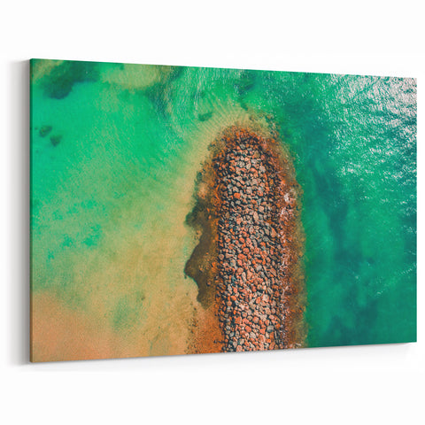 Tropical Beach Art - Puerto Rico Photography Rocky Shoreline Aerial View