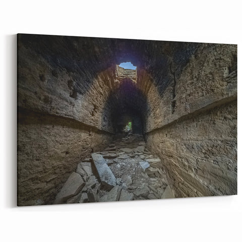 Ancient Tunnel Wall Art – Mysterious Pakistani Historical Ruins Print