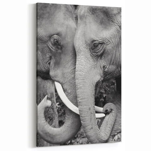 Elephant Wall Art – Black and White Wildlife Print | Nature Canvas Art