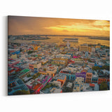 San Juan Wall Decor – Puerto Rican Cityscape Art with Vibrant Sunset