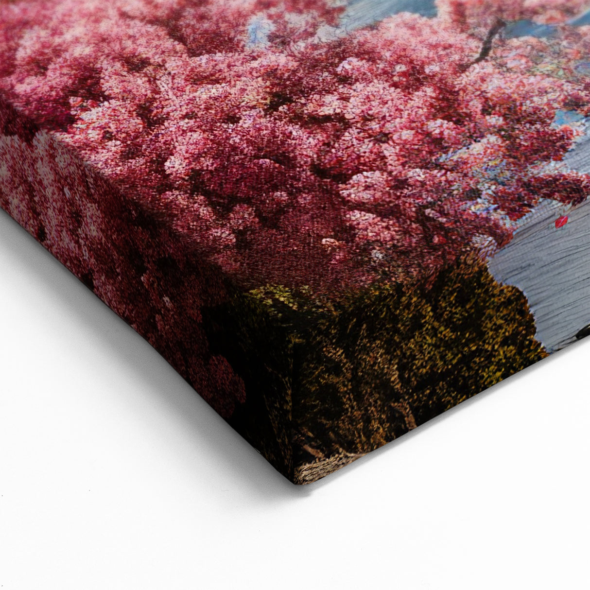 Spring Blossom by Mountain River Wall Art – Vibrant Northern Pakistan Print