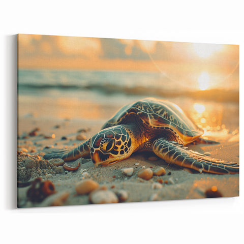 Tropical Beach Art – Sea Turtle Sunset Wall Decor for Coastal Homes