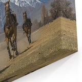 Polo Horses in Action Wall Art – Dynamic Mountain Polo Game Print