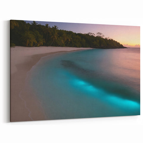 Tropical Beach Art – Peaceful Coastal Night Scene with Glowing Waters