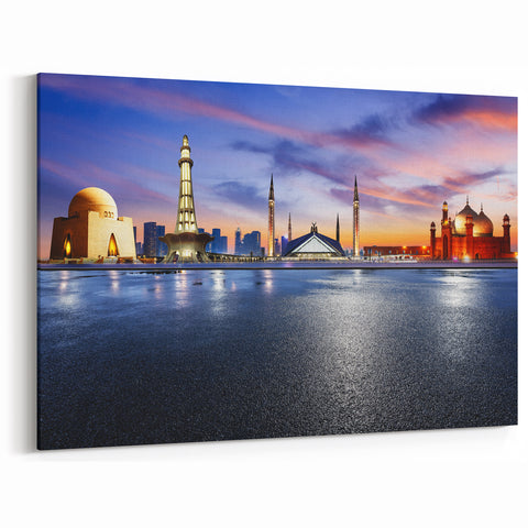 Iconic Landmarks of Pakistan Wall Art – Panoramic Sunset Cityscape Print