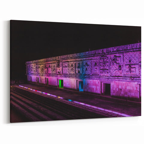 Mayan Ruins Art - Illuminated Mayan Architecture Mexico Yucatan Prints