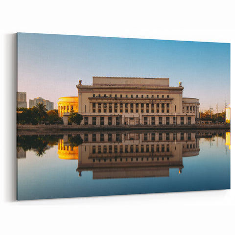 Filipino Culture Artwork - Historic Building Reflection in Manila Cityscape Art