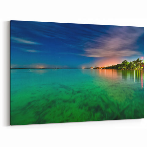 Nightscape Lagoon Reflection - Scenic Yucatan Wall Art Print