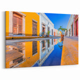 Colorful Yucatan Street Reflection - Mexico Yucatan Wall Art Print