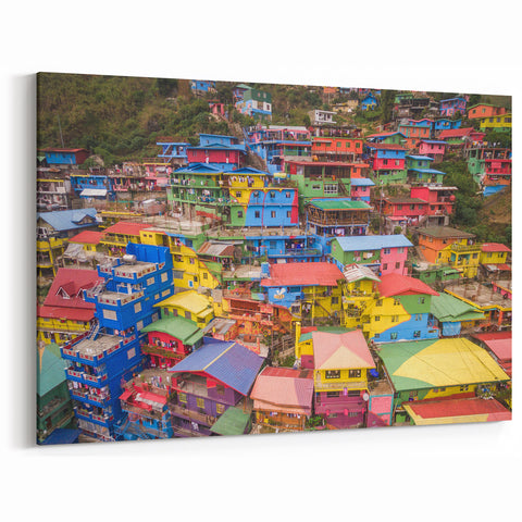 Colorful Filipino Village - Island Paradise Canvas Southeast Asian Wall Art