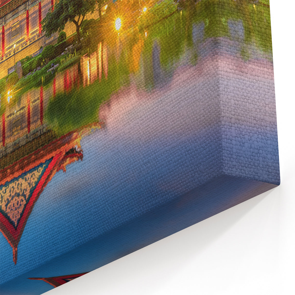 Taiwanese Temple Reflections - Serene Sunset Artwork