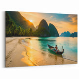Tropical Sunset Beach - Island Paradise Canvas Filipino Landscape Art