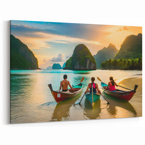 Tropical Adventure in Boats - Filipino Landscape Art Southeast Asian Scene