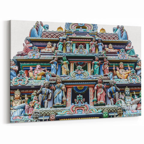 Merlion Wall Art – Colorful Temple Facade Singapore Cityscape Print