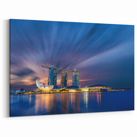 Singapore Nightscape Canvas – Marina Bay Sands at Dusk Wall Art