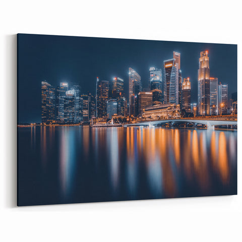 Singapore Nightscape Canvas – Illuminated City Skyline Wall Art