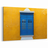 Yellow and Blue Yucatan Window Scene - Mexico Yucatan Wall Art Print