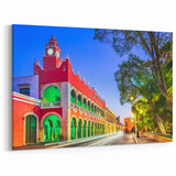 Colorful Yucatan City Hall at Dusk - Mexico Yucatan Wall Art Print