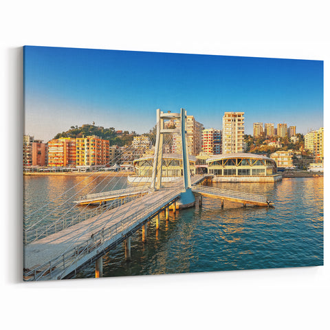 Albania Travel Poster - Vibrant Waterfront View of Vlorë for Home Decor