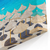 Albania Travel Poster - Serene Beach Umbrellas on the Albanian Coast