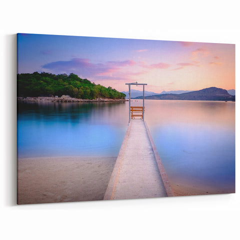 Albania Canvas Art - Serene Sunset by the Water in Ksamil, Albania