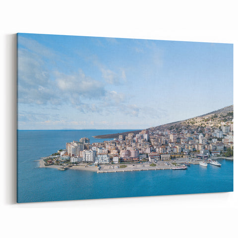 Albania Canvas Art - Coastal City View of Saranda