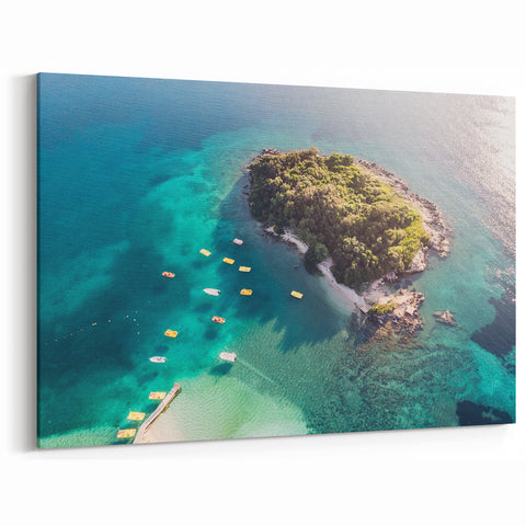 Albania Canvas Art - Aerial Island View in Ksamil