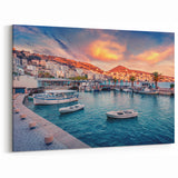 Albania Canvas Art - Sunset Harbor View in Saranda