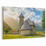 Albania Canvas Art - Historic Mountain Church Albania Landscape Print