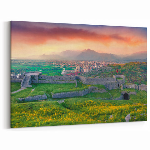 Albanian Landscape Print - Historic Fortress and Sunset Albania Wall Art