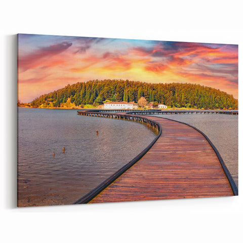 Albania Wall Art - Scenic Albania Travel Poster of Sunset Waters