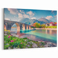 Albania Canvas Art - Scenic River and Historic Stone Bridge Decor