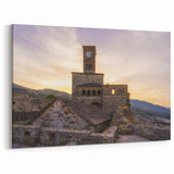 Albanian Culture Decor - Historic Clock Tower at Sunset Wall Art