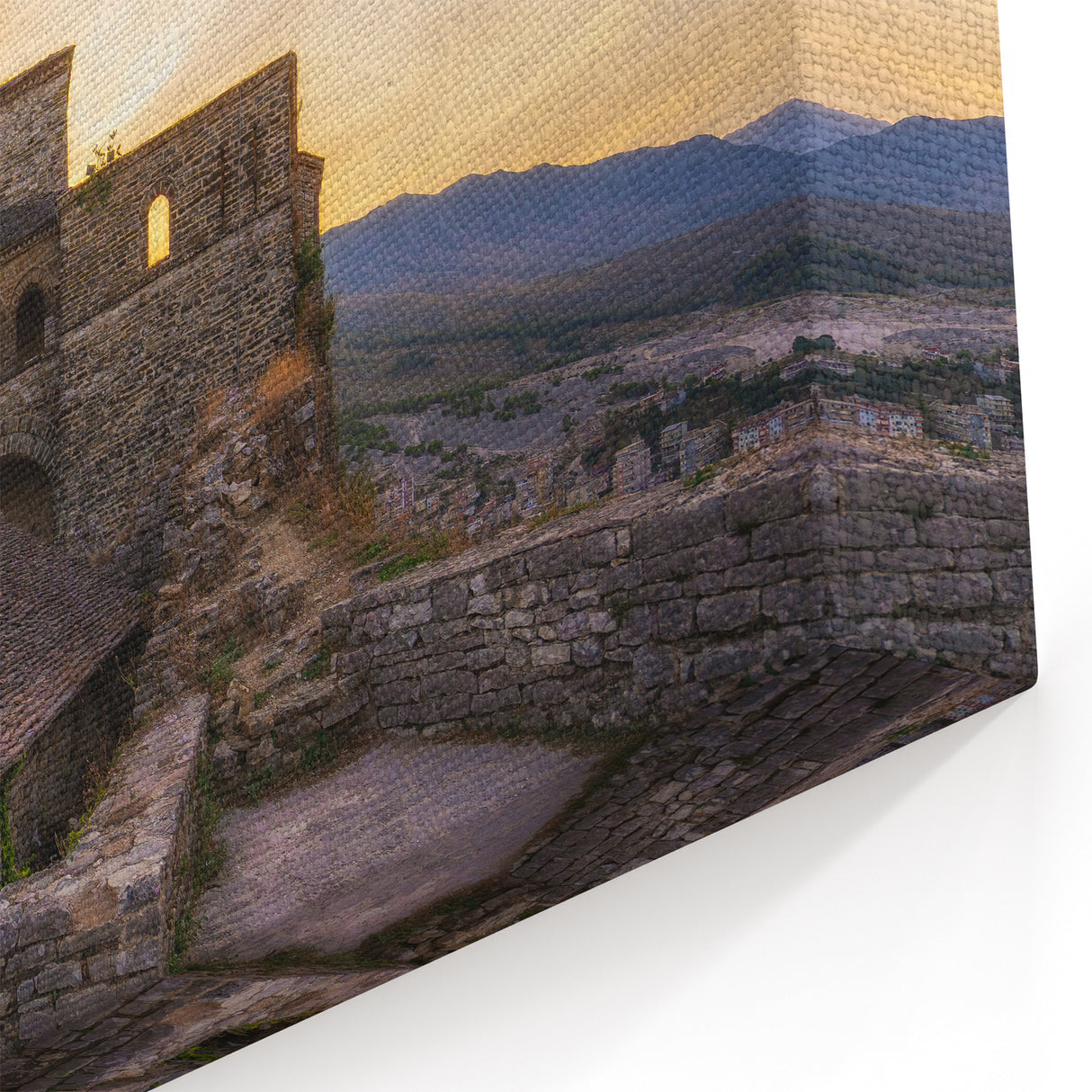 Albanian Culture Decor - Historic Clock Tower at Sunset Wall Art