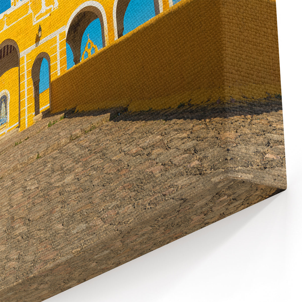 Yucatan Canvas Art - Vibrant Yellow Colonial Architecture in Scenic Mexico