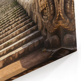 Mayan Ruins Art - Iconic Yucatan Pyramid with Stone Serpents Decor