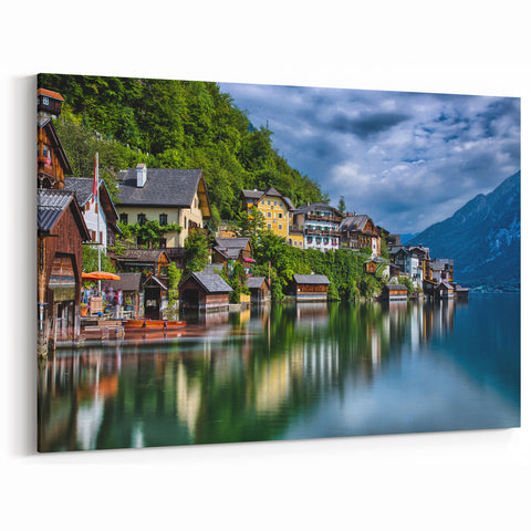 Austrian Landscape Art - Picturesque Hallstatt Lakeside Village Photography