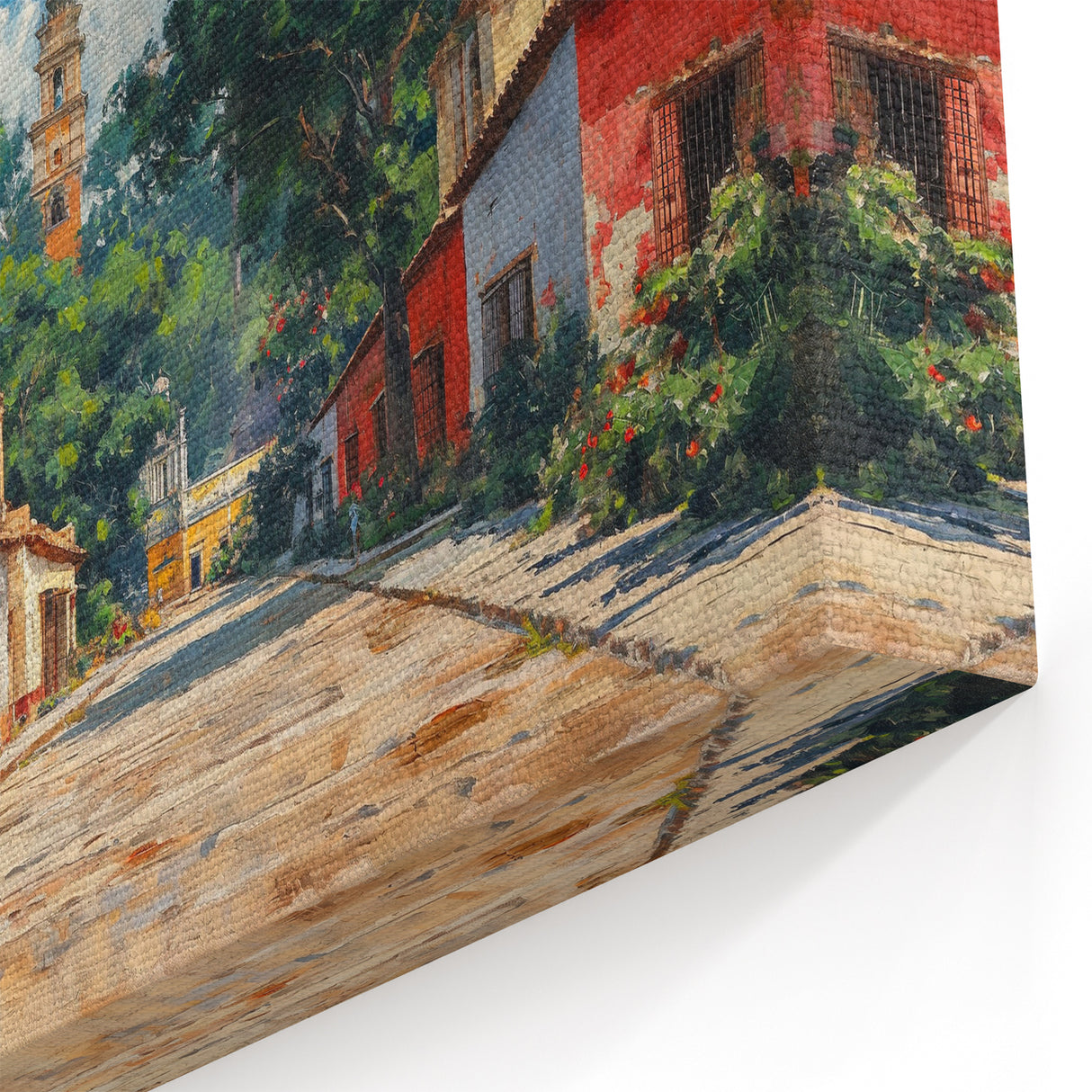 Yucatan Canvas Art - Historic Mexican Street with Vibrant Colonial Architecture