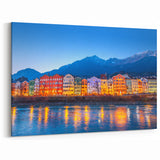 Scenic Austria Prints - Colorful Innsbruck Houses and Mountain View Art