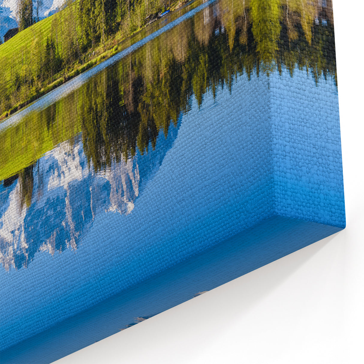 Austrian Landscape Art - Peaceful Alpine Lake and Snow-Capped Mountains