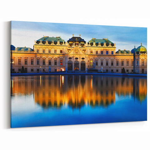 Austria Wall Art - Majestic Belvedere Palace with Reflections at Dusk