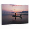 Stunning Sri Lanka Wall Art – Sunset Lake View with Fishermen on Canvas