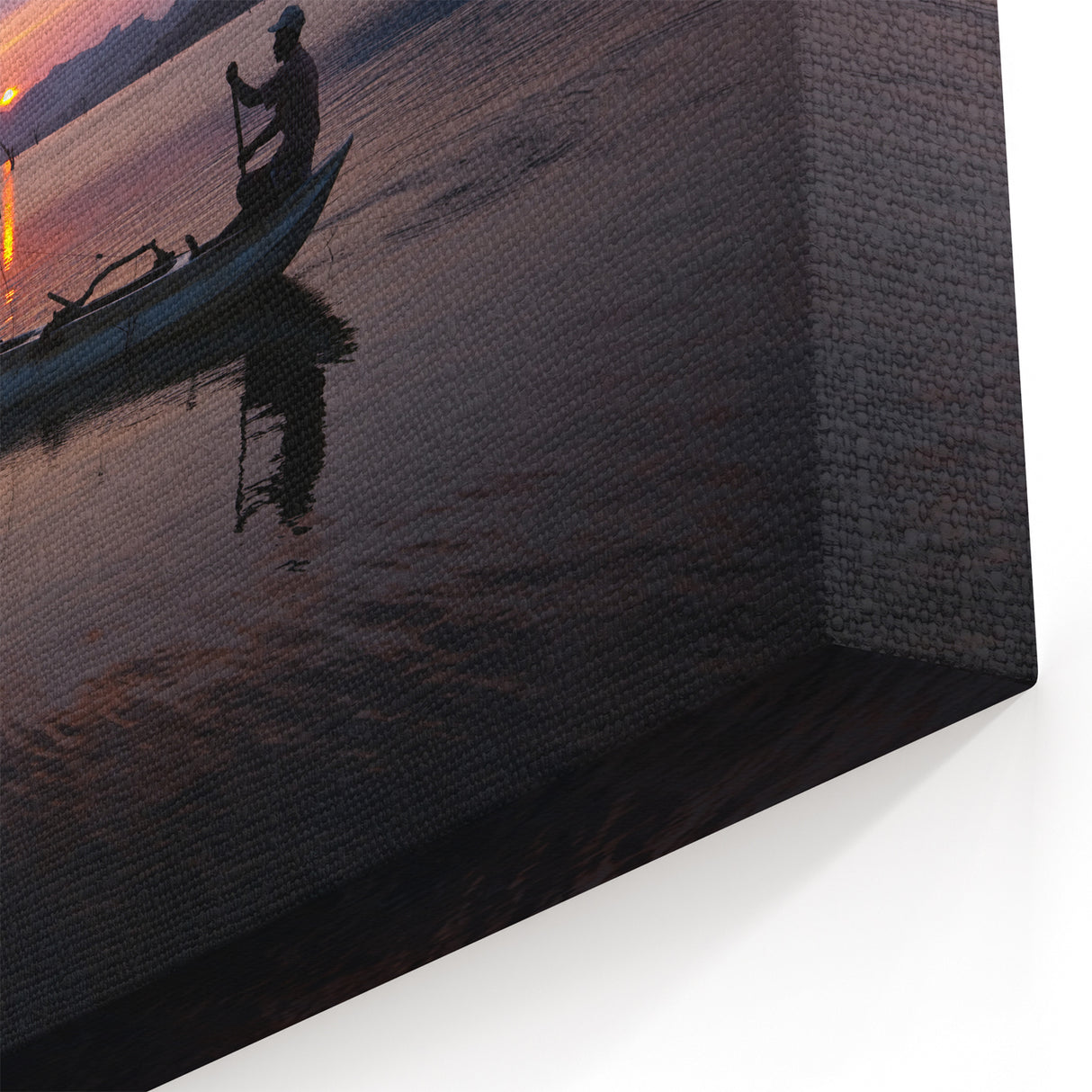 Stunning Sri Lanka Wall Art – Sunset Lake View with Fishermen on Canvas