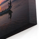 Stunning Sri Lanka Wall Art – Sunset Lake View with Fishermen on Canvas